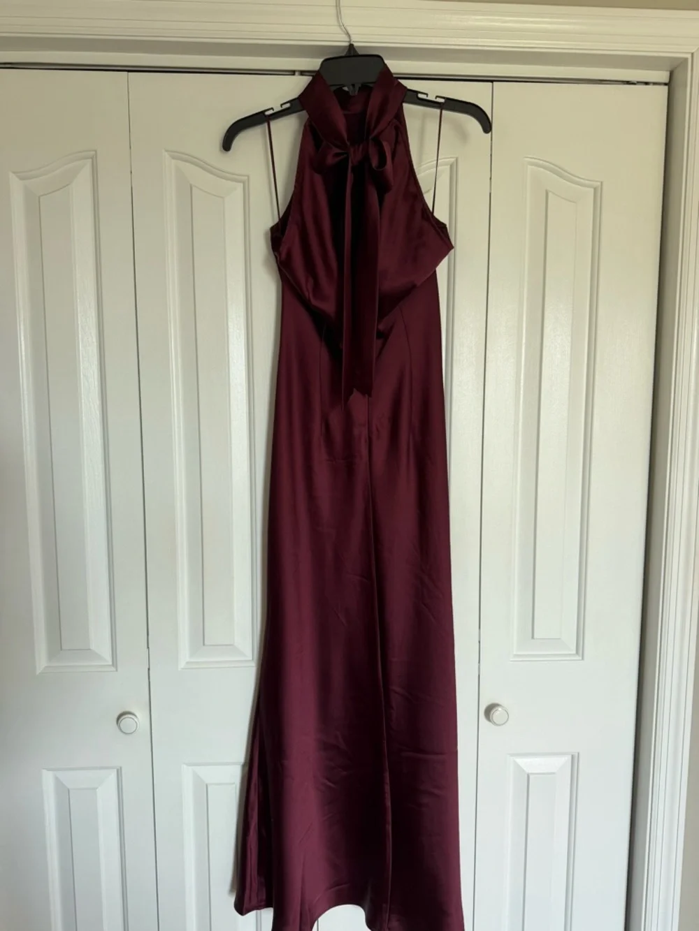 Steve Madden Burgundy Halter Maxi Dress with Neck Tie - Picture 2 of 3